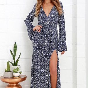 Lulu's Mandala Daydream Blue Print Maxi Dress